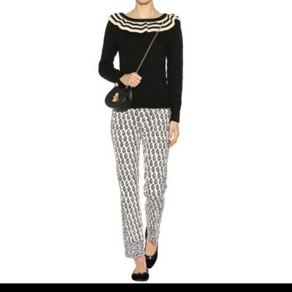 Tory Burch Reya Cropped Straight Leg Jeans Paisley Cotton Blend Size 27 - Picture 2 of 8